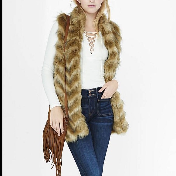 Express Jackets & Blazers - Long Faux Fur Vest NWT